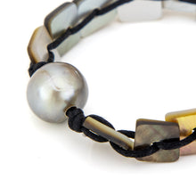 Load image into Gallery viewer, READY TO SHIP Unisex Mother of Pearl &amp; Civa Fiji Pearl Nylon Bracelet - FJD$
