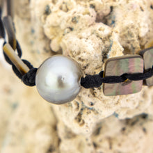 Load image into Gallery viewer, READY TO SHIP Unisex Mother of Pearl &amp; Civa Fiji Pearl Nylon Bracelet - FJD$
