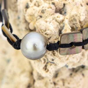 READY TO SHIP Unisex Mother of Pearl & Civa Fiji Pearl Nylon Bracelet - FJD$