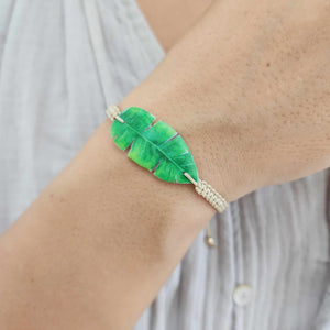 READY TO SHIP Unisex Resin Leaf Woven Bracelet - Nylon FJD$