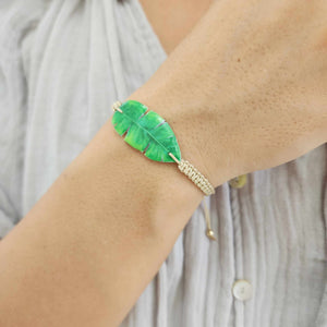 READY TO SHIP Unisex Resin Leaf Woven Bracelet - Nylon FJD$