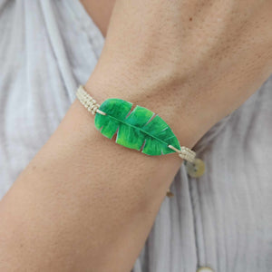 READY TO SHIP Unisex Resin Leaf Woven Bracelet - Nylon FJD$
