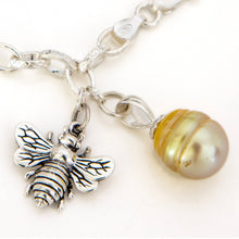 Load image into Gallery viewer, READY TO SHIP Civa Fiji Graded Pearl &amp; Honey Bee Charm Bracelet - 925 Sterling Silver FJD$
