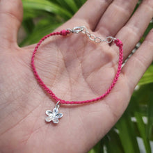 Load image into Gallery viewer, READY TO SHIP Frangipani Charm Nylon Bracelet - 925 Sterling Silver FJD$
