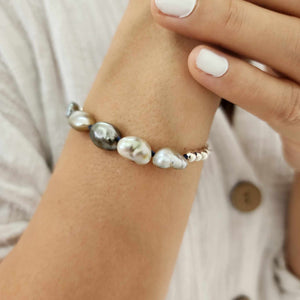 CONTACT US TO RECREATE THIS SOLD OUT STYLE Fiji Baroque & Keshi Pearl Bracelet in 925 Sterling Silver - FJD$