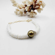 Load image into Gallery viewer, READY TO SHIP Fiji Saltwater Pearl &amp; Shell Bracelet in 14k Gold Fill - FJD$
