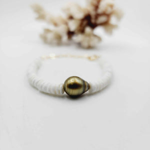 READY TO SHIP Fiji Saltwater Pearl & Shell Bracelet in 14k Gold Fill - FJD$