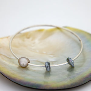 READY TO SHIP Civa Fiji Saltwater Pearl Bangle - 925 Sterling Silver FJD$