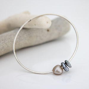 READY TO SHIP Civa Fiji Saltwater Pearl Bangle - 925 Sterling Silver FJD$
