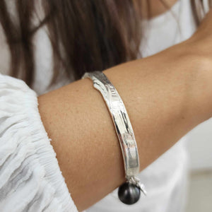 READY TO SHIP Civa Fiji Pearl Organic Cast Bracelet with Frangipani charm - 925 Sterling Silver FJD$