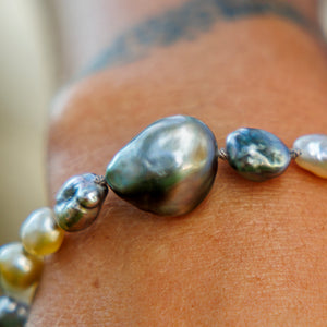 READY TO SHIP Civa Fiji Keshi & Baroque Pearl Bracelet - 925 Sterling Silver FJD$
