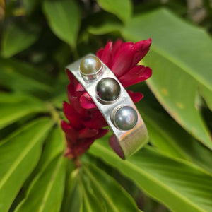 READY TO SHIP Civa Fiji Saltwater Bezel Set Pearl Cuff - 925 Sterling Silver FJD$
