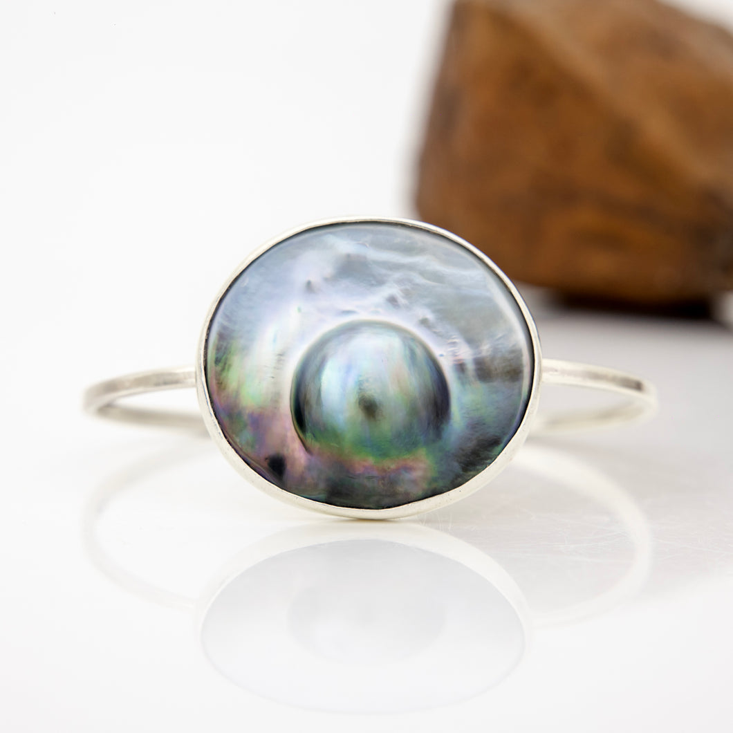 READY TO SHIP Fiji Mabe Pearl Cuff - 925 Sterling Silver FJD$