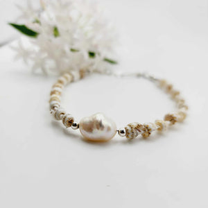 READY TO SHIP Freshwater Pearl & Shell Bracelet - 925 Sterling Silver FJD$