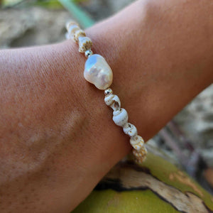 READY TO SHIP Freshwater Pearl & Shell Bracelet - 925 Sterling Silver FJD$