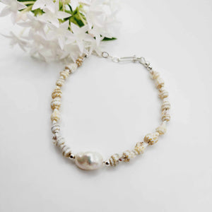 READY TO SHIP Freshwater Pearl & Shell Bracelet - 925 Sterling Silver FJD$