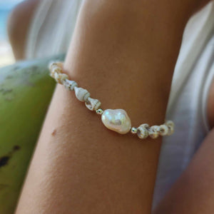 READY TO SHIP Freshwater Pearl & Shell Bracelet - 925 Sterling Silver FJD$