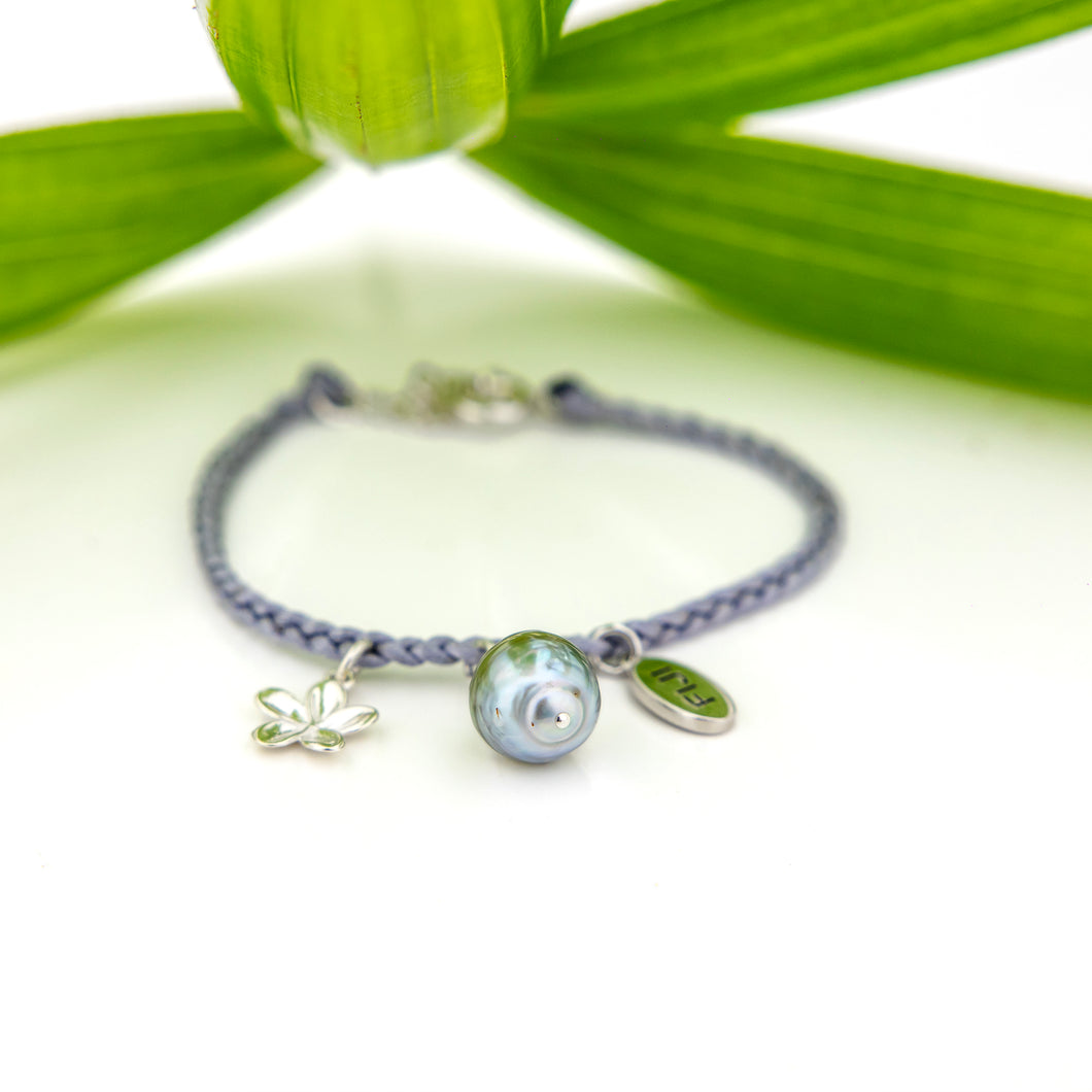READY TO SHIP Civa Fiji Pearl & Charm Bracelet - Nylon & 925 Sterling Silver - FJD$
