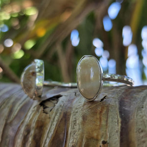 READY TO SHIP Bezel Set Shell Cuff - 925 Sterling Silver FJD$