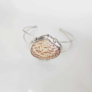 READY TO SHIP Bezel Set Shell Bangle Cuff - 925 Sterling Silver FJD$