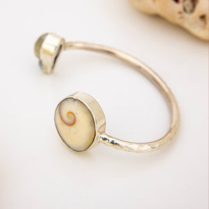 READY TO SHIP Civa Fiji Saltwater Bezel Set Pearl & Shell Cuff - 925 Sterling Silver FJD$