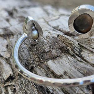 READY TO SHIP Civa Fiji Saltwater Bezel Set Pearl & Shell Cuff - 925 Sterling Silver FJD$