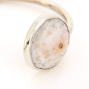 READY TO SHIP Civa Fiji Saltwater Bezel Set Pearl & Shell Cuff - 925 Sterling Silver FJD$
