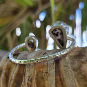 READY TO SHIP Civa Fiji Saltwater Bezel Set Pearl & Shell Cuff - 925 Sterling Silver FJD$