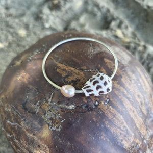 READY TO SHIP Freshwater Pearl & Shell Bangle - 925 Sterling Silver FJD$
