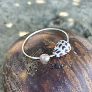 READY TO SHIP Freshwater Pearl & Shell Bangle - 925 Sterling Silver FJD$