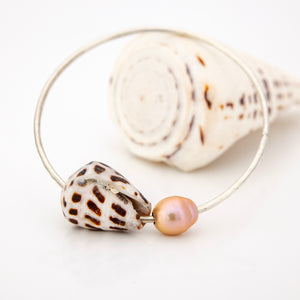 READY TO SHIP Freshwater Pearl & Shell Bangle - 925 Sterling Silver FJD$
