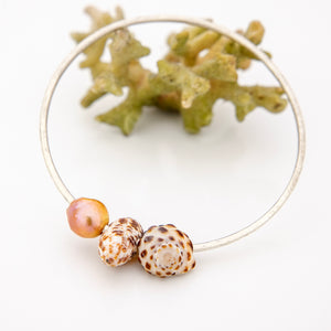 READY TO SHIP Freshwater Pearl & Shell Bangle - 925 Sterling Silver FJD$