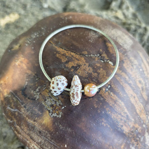 READY TO SHIP Freshwater Pearl & Shell Bangle - 925 Sterling Silver FJD$
