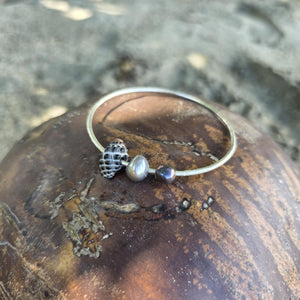 READY TO SHIP Freshwater Pearl & Shell Bangle - 925 Sterling Silver FJD$