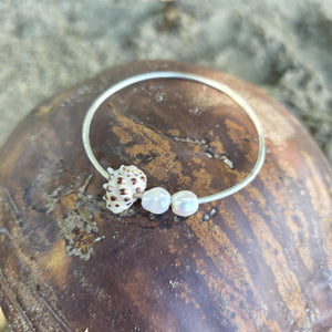 READY TO SHIP Freshwater Pearl & Shell Bangle - 925 Sterling Silver FJD$