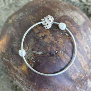 READY TO SHIP Freshwater Pearl & Shell Bangle - 925 Sterling Silver FJD$