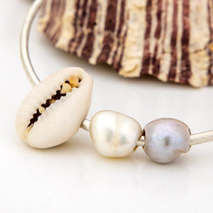 READY TO SHIP Children's Freshwater Pearl & Shell Bangle - 925 Sterling Silver FJD$