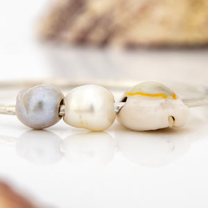 READY TO SHIP Children's Freshwater Pearl & Shell Bangle - 925 Sterling Silver FJD$