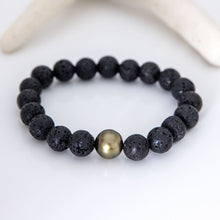 Load image into Gallery viewer, READY TO SHIP Stretch Fiji Saltwater Pearl &amp; Lava Stone Bracelet FJD$
