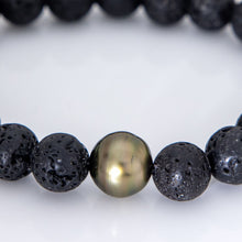Load image into Gallery viewer, READY TO SHIP Stretch Fiji Saltwater Pearl &amp; Lava Stone Bracelet FJD$
