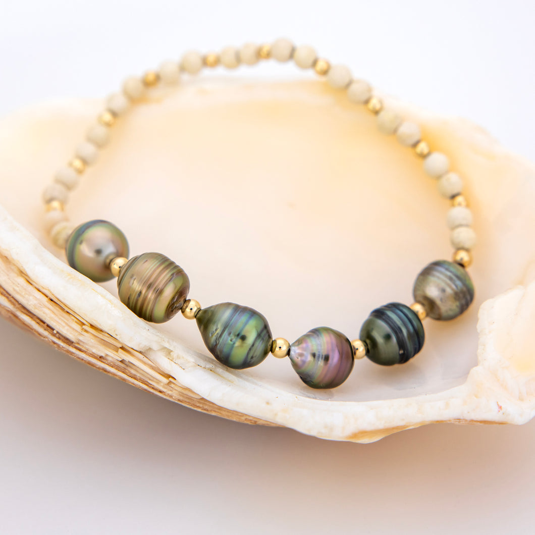 READY TO SHIP Stretch Fiji Saltwater Pearl & Bead Bracelet FJD$