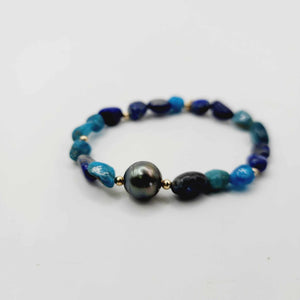 CONTACT US TO RECREATE THIS SOLD OUT STYLE Stretch Fiji Saltwater Pearl & Semi Precious Stone Bracelet FJD$