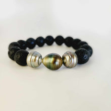 Load image into Gallery viewer, READY TO SHIP Stretch Fiji Saltwater Pearl Trio &amp; Lava Stone Bracelet FJD$
