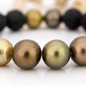 READY TO SHIP Unisex Woven Civa Fiji Pearl Bracelet - Lava Stones FJD$
