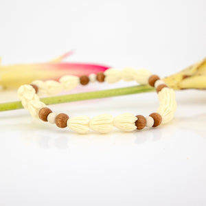 READY TO SHIP Unisex Pikake Flower & Wooden Bead Bracelet FJD$