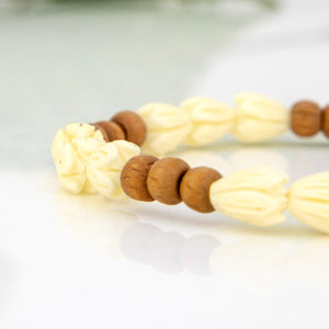READY TO SHIP Unisex Pikake Flower & Wooden Bead Bracelet FJD$
