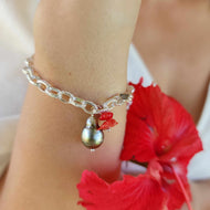 READY TO SHIP Civa Fiji Pearl & Coral Bracelet - 925 Sterling Silver FJD$
