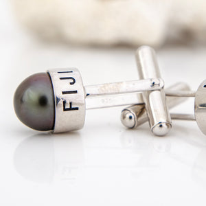 READY TO SHIP Civa Fiji Pearl Cufflinks with Grade Certificate - 925 Sterling Silver FJD$