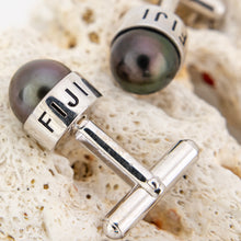 Load image into Gallery viewer, READY TO SHIP Civa Fiji Pearl Cufflinks with Grade Certificate - 925 Sterling Silver FJD$
