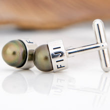 Load image into Gallery viewer, READY TO SHIP Civa Fiji Pearl Cufflinks - 925 Sterling Silver FJD$
